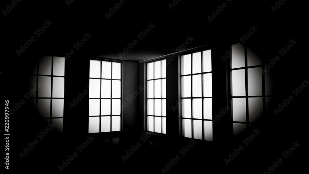 Grim black empty interior. 3d illustration, 3d rendering. Grim black empty interior. 3d illustration, 3d rendering.