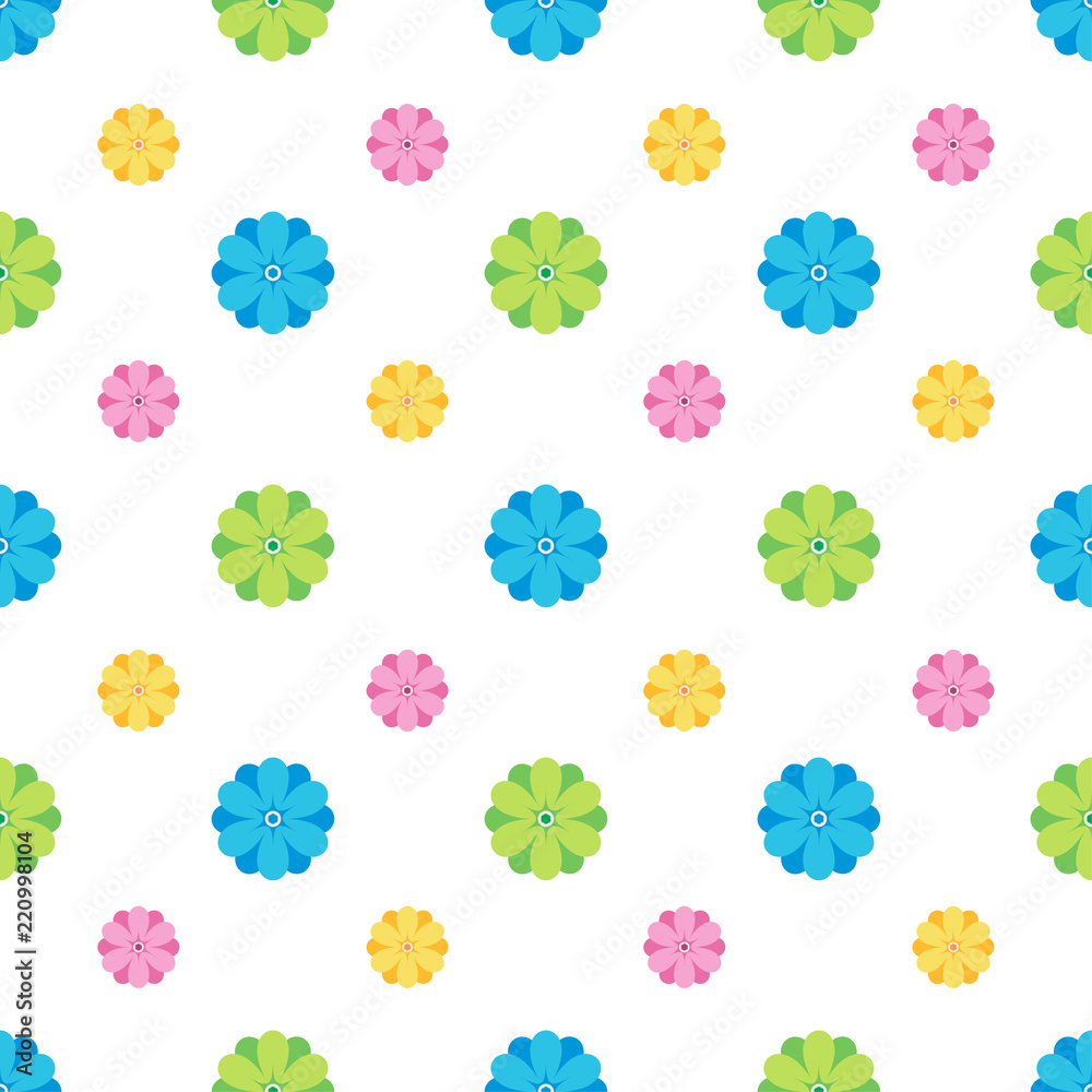 Colorful flowers seamless pattern background - Vector