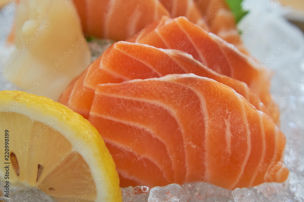 Salmon sashimi, Japanese food