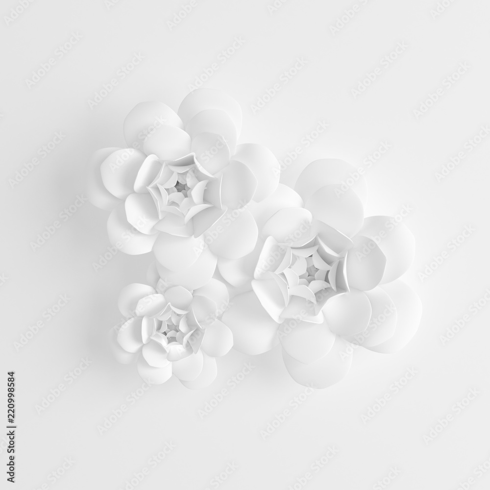 Paper flower on a white background. 3d illustration, 3d rendering. Paper flower on a white background. 3d illustration, 3d rendering.