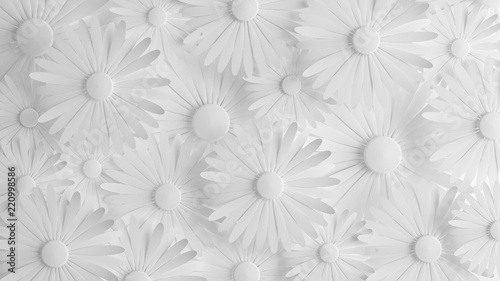 Paper flower on a white background. 3d illustration  3d rendering.