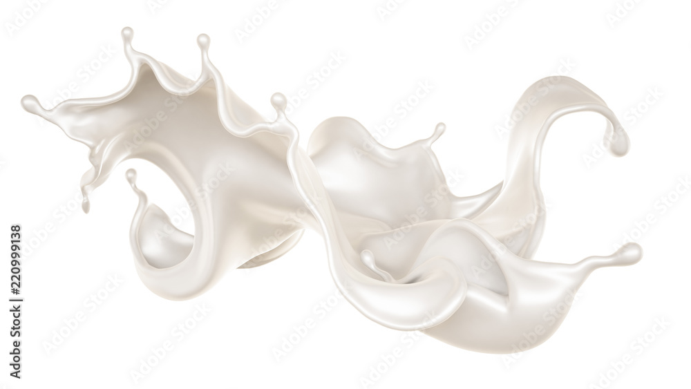 A splash of milk. 3d illustration, 3d rendering.