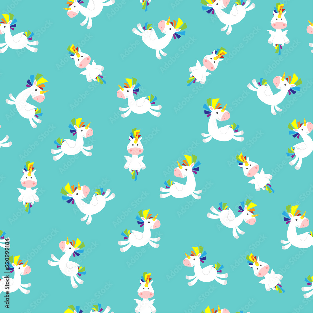Obraz premium Unicorn Seamless Pattern boys on blue background