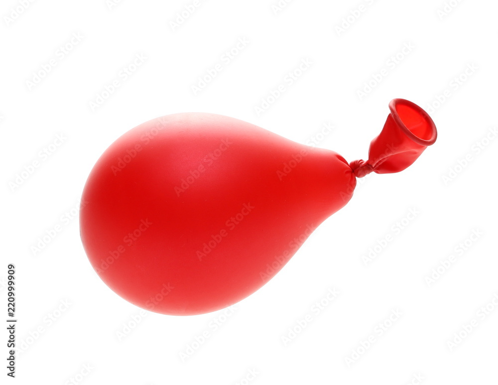 Flying inflated balloon isolated on white background