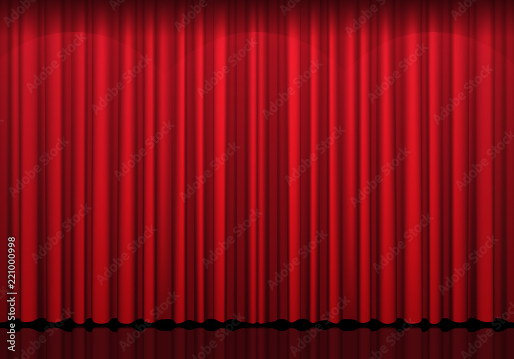 Red theater closed curtain with spotlight Red theater closed curtain with spotlight