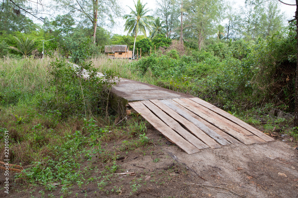 wooden ramp way for support wheelchair disabled people