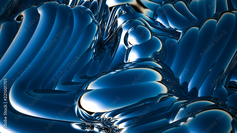 Obraz premium Blue metallic background. 3d illustration, 3d rendering.
