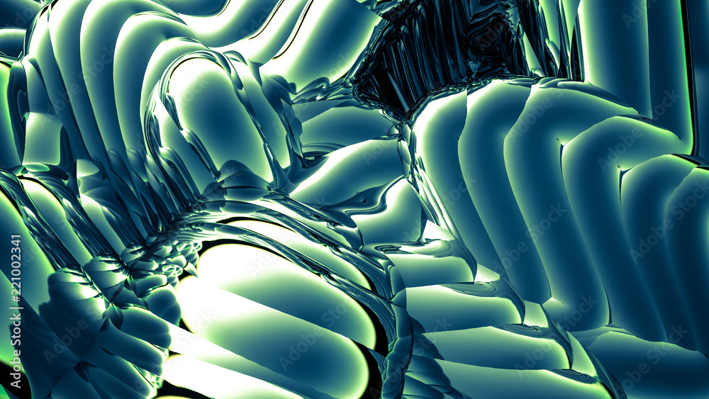 Obraz premium Green metallic background. 3d illustration, 3d rendering.