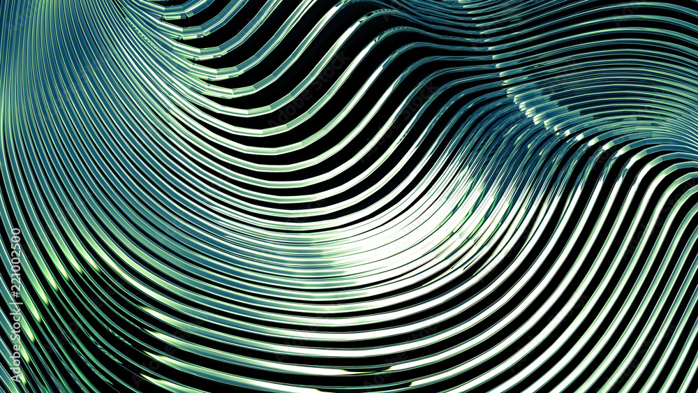 Fototapeta premium Green metallic background. 3d illustration, 3d rendering.