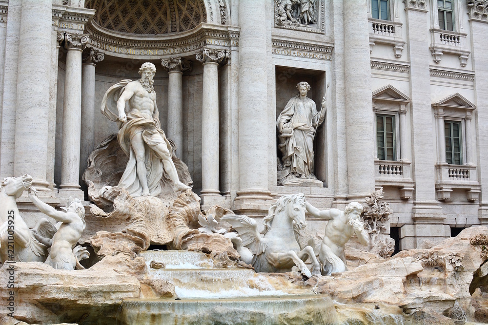 The great fountain in Rome, Trevi fountain.