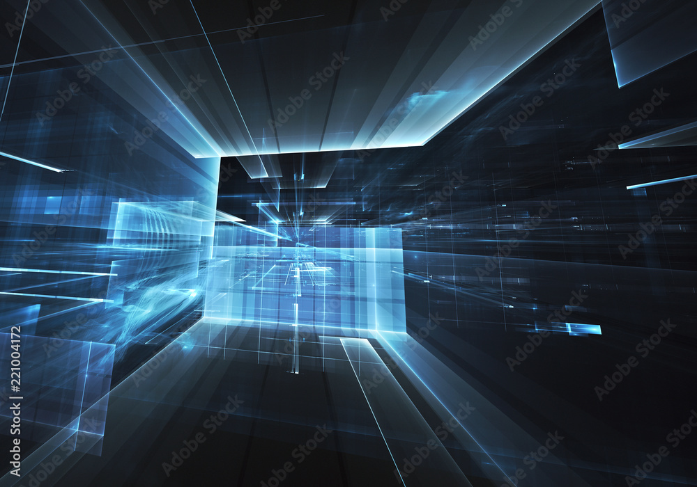 Abstract fractal background, texture. Virtual Neon City