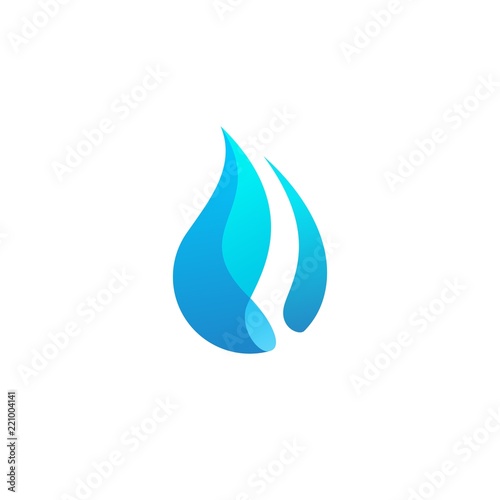 water drop blue logo wave icon vector