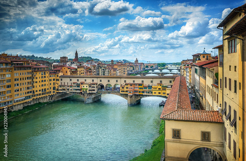 Famous bridge Ponte Vecchio on the river Arno in Florence, Italy.