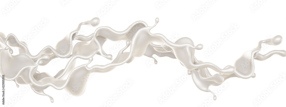 A splash of milk. 3d illustration, 3d rendering.