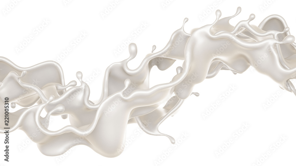 A splash of milk. 3d illustration, 3d rendering.