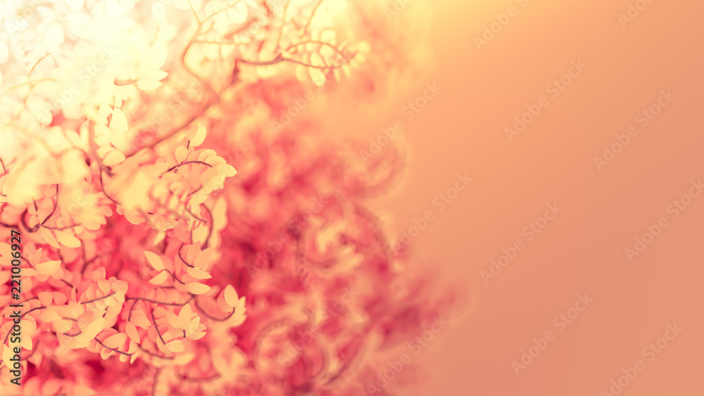 Beautiful pink background with leaves, season of the year. 3d illustration, 3d rendering. Beautiful pink background with leaves, season of the year. 3d illustration, 3d rendering.