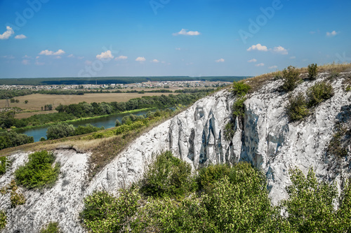 Summer. July. Panoramic views of the chalk hills. Place - area in the natural architectural  Divnogorie   Russia  Liski Area of Voronezh Region