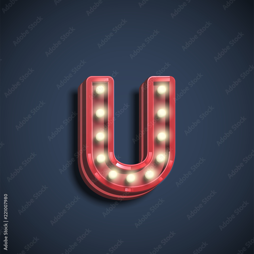 Realistic font character with lamps, vector illustration Realistic font character with lamps, vector illustration
