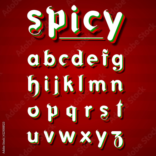 Modern 'Spicy font for any use, vector illustration