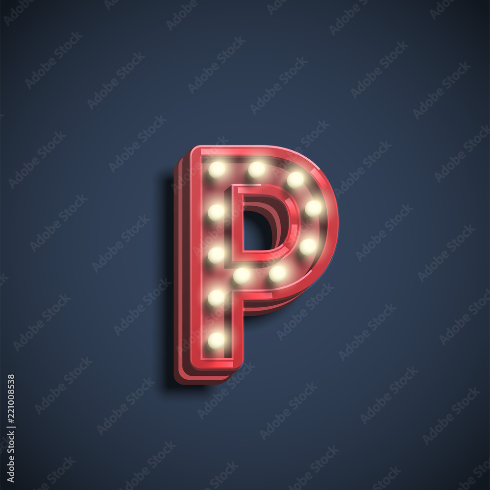 Realistic font character with lamps, vector illustration Realistic font character with lamps, vector illustration