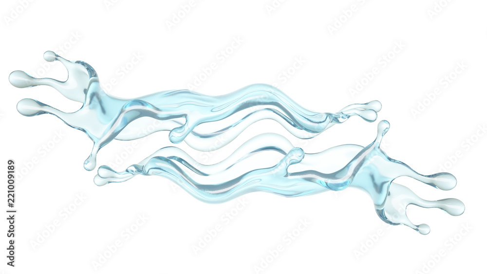 A splash of clear blue water. 3d illustration, 3d rendering. A splash of clear blue water. 3d illustration, 3d rendering.