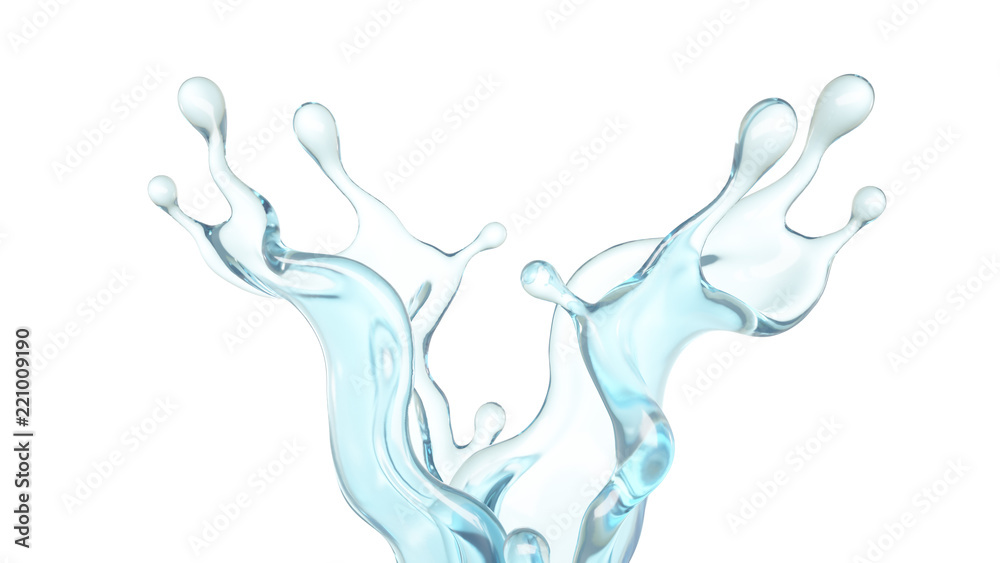 A splash of clear blue water. 3d illustration, 3d rendering. A splash of clear blue water. 3d illustration, 3d rendering.