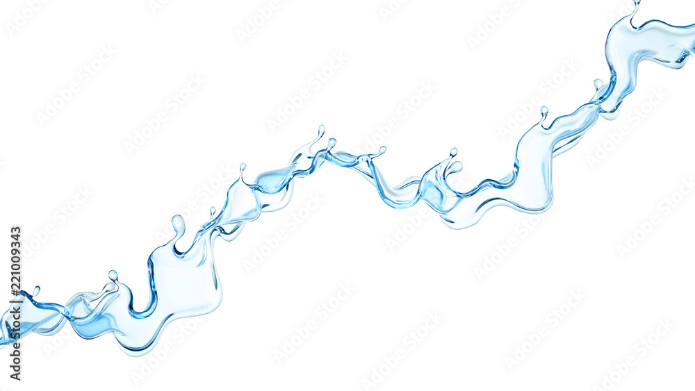 A splash of clear blue water. 3d illustration, 3d rendering. A splash of clear blue water. 3d illustration, 3d rendering.