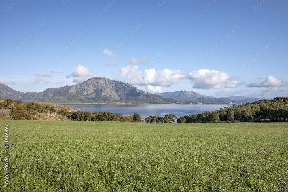 Naklejka premium Wanderlust around mountain Torghatten in Northern Norfway