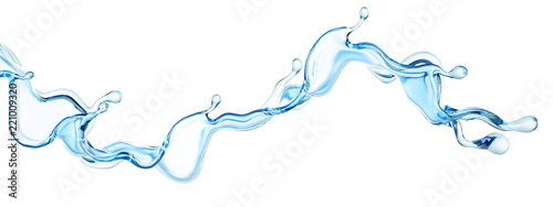A splash of clear blue water. 3d illustration, 3d rendering.