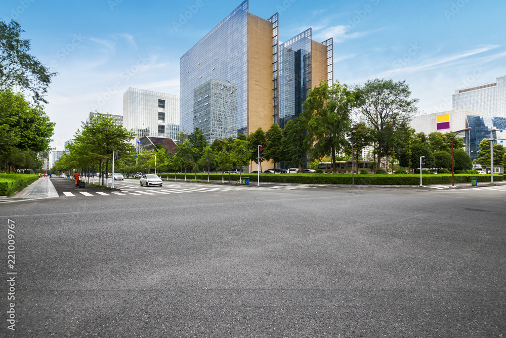 empty highway with cityscape of chengdu,China empty highway with cityscape of chengdu,China