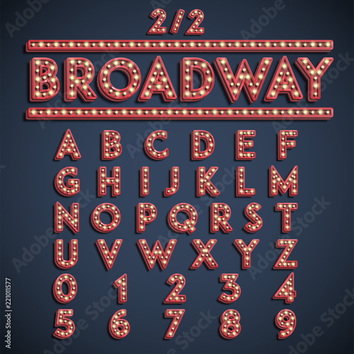 Realistic font character set with lamps, vector illustration