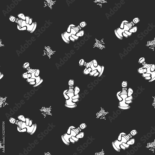 Graffiti pattern with spray paint, vector print design for t-shirt
