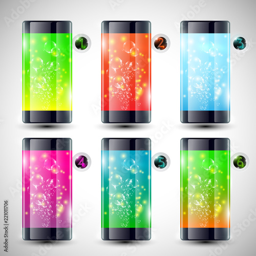 Battery charge status vector illustration set