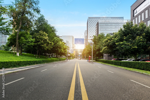 empty highway with cityscape of chengdu China