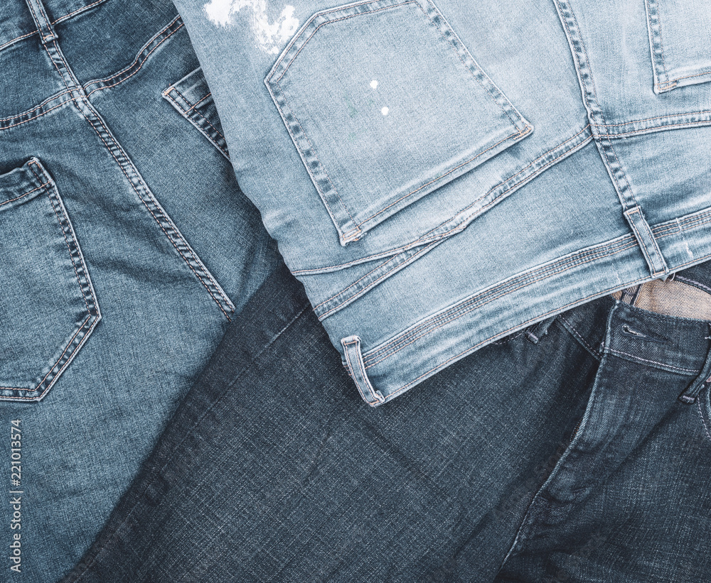 different blue jeans, full frame, close up different blue jeans, full frame, close up