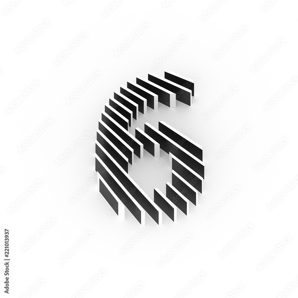 digit 6, six cut to pieces digit 6, six cut to pieces