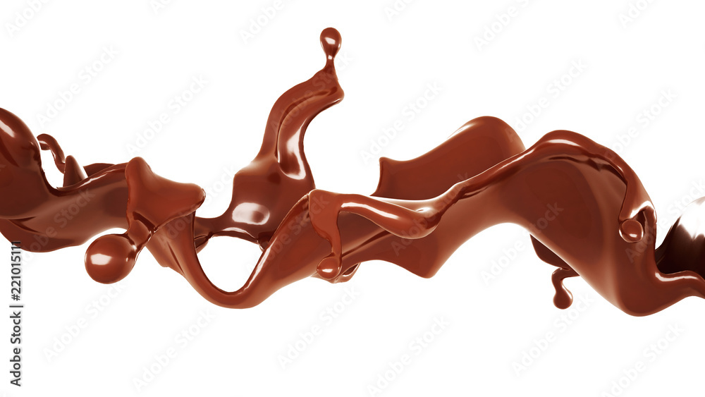 A splash of chocolate. 3d illustration, 3d rendering.