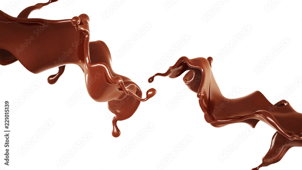 Fototapeta premium A splash of chocolate. 3d illustration, 3d rendering.