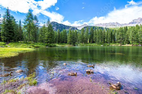 San Pellegrino lake in the Italian Dolomites photo