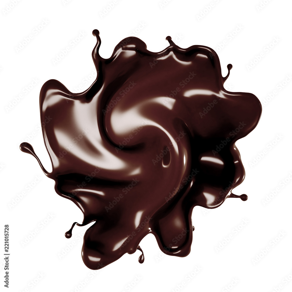A splash of chocolate. 3d illustration, 3d rendering.