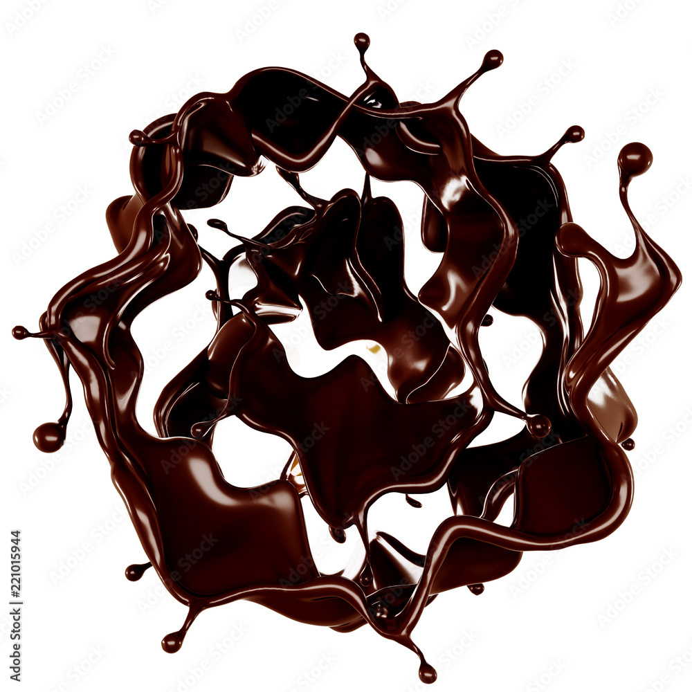 A splash of chocolate. 3d illustration, 3d rendering. A splash of chocolate. 3d illustration, 3d rendering.