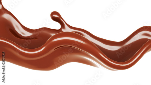 A splash of chocolate. 3d illustration, 3d rendering.