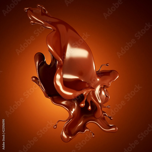 A splash of chocolate on a brown background. 3d illustration  3d rendering.