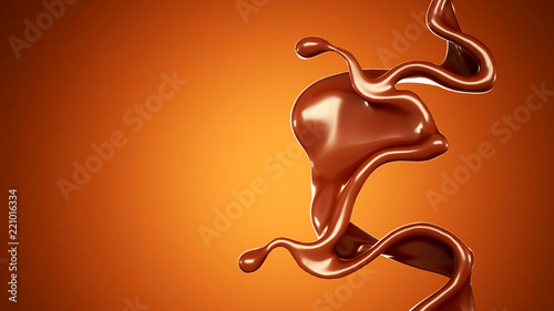 A splash of chocolate on a brown background. 3d illustration  3d rendering.