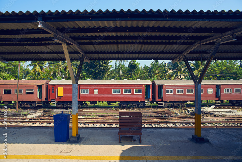 old train waiting for passengers at the station old train waiting for passengers at the station