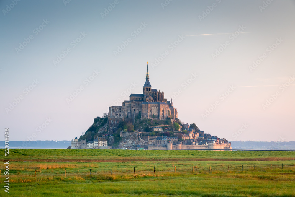 Famous Mont Saint Michel cathedral, Normandy, France, Europe