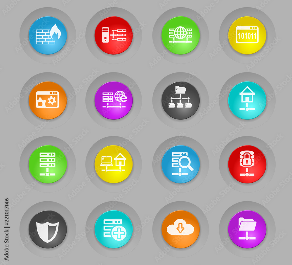 hosting provider colored plastic round buttons icon set hosting provider colored plastic round buttons icon set