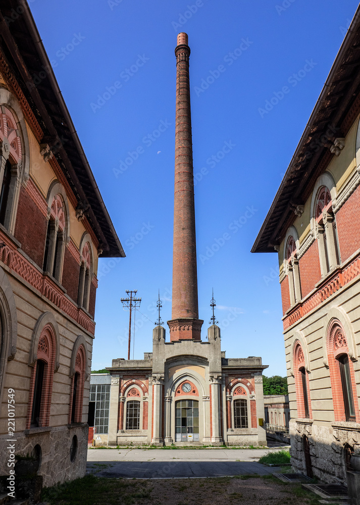 the chimney of worker village, World Heritage Site.Crespi d'Adda Italy
