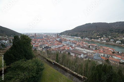 View from Heidelberg castle and the Holy Spirit Church, Baden Wuerttemberg, Germany