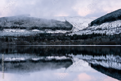 Brecon Beacons National Park in Wales covered in Snow